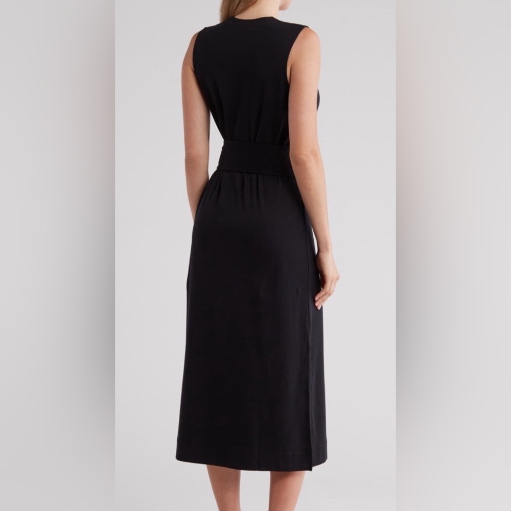 NWT - Vince Square Neck Pima Cotton Midi Dress in Black Size Small (Flaw) - Picture 3 of 12